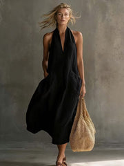 FLASH SALE - Effortless Linen Halter Dress | Tracked Shipping