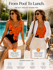 Vacation Square Collar One Piece | Tracked Shipping