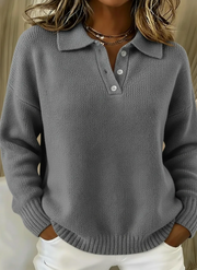 Everyday Luxe Button-Collar Knit