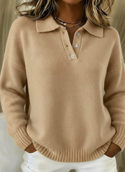 Everyday Luxe Button-Collar Knit