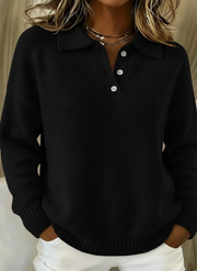 Everyday Luxe Button-Collar Knit