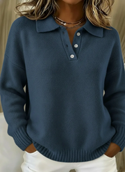 Everyday Luxe Button-Collar Knit