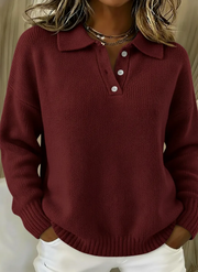 Everyday Luxe Button-Collar Knit
