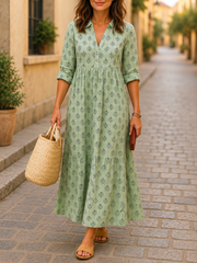 FLASH SALE - Effortless Leaf-Print Maxi Dress | Tracked Shipping