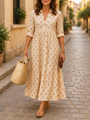 FLASH SALE - Effortless Leaf-Print Maxi Dress | Tracked Shipping
