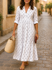 FLASH SALE - Effortless Leaf-Print Maxi Dress | Tracked Shipping