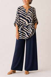 Printed Loose Top & Wide-Leg Pants Set | Tracked Shipping