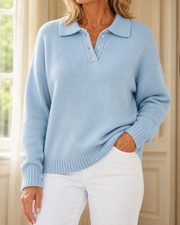 Everyday Luxe Button-Collar Knit