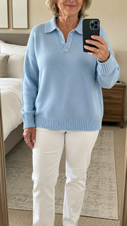 Everyday Luxe Button-Collar Knit