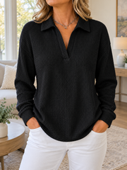 Everyday Textured Collared Top | Tracked Shipping