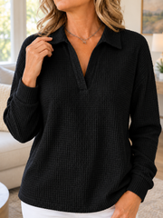 Everyday Textured Collared Top | Tracked Shipping